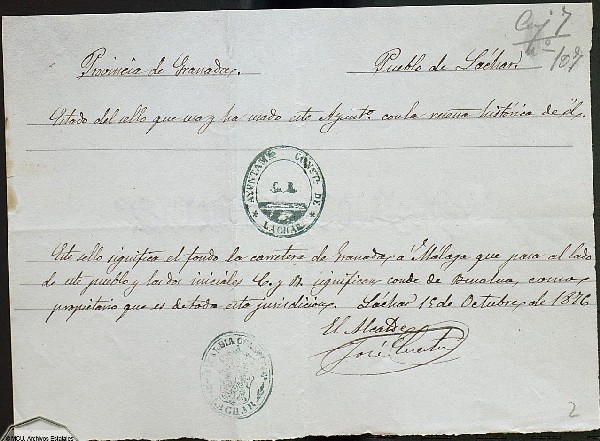 sello del Ayto. de Láchar en 1876